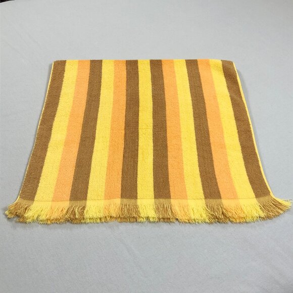 Vintage 80s MALIBU Peach Brown Yellow Stripes Bath Towel 20"x40": Retro Bathroom - Picture 9 of 10